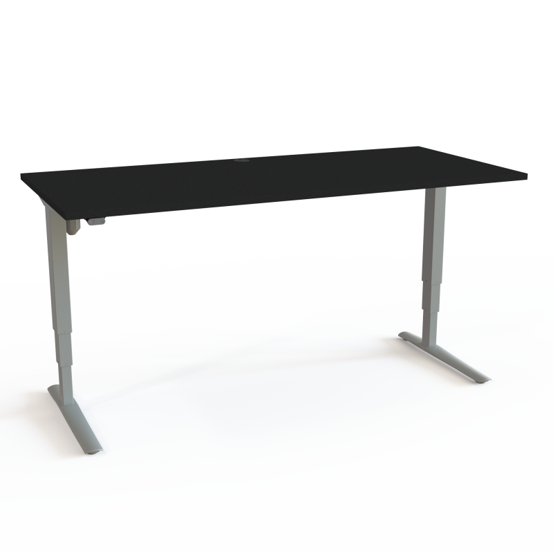 H&aelig;ve-/s&aelig;nkebord | 180x80 cm | Sort  med s&oslash;lv stel