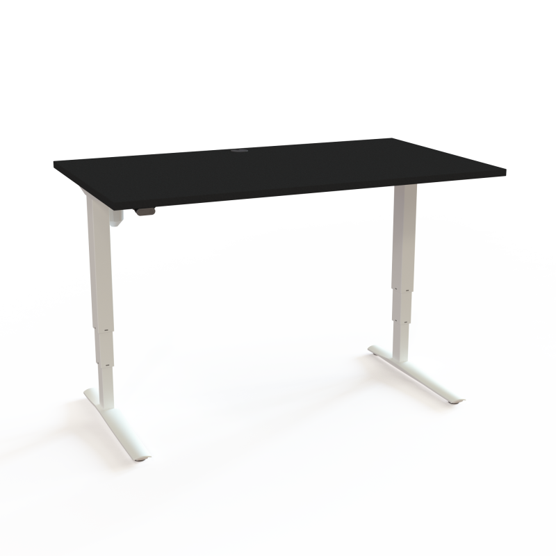 H&aelig;ve-/s&aelig;nkebord | 140x80 cm | Sort  med hvidt stel