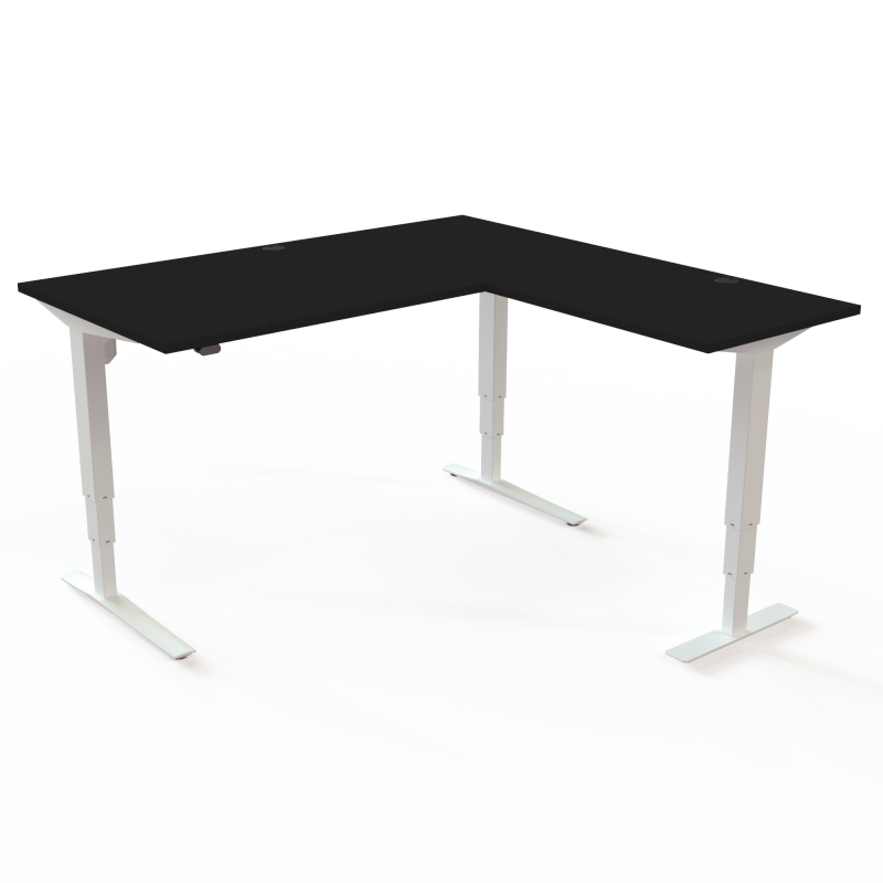 H&aelig;ve-/s&aelig;nkebord | 160x160 cm | Sort  med hvidt stel
