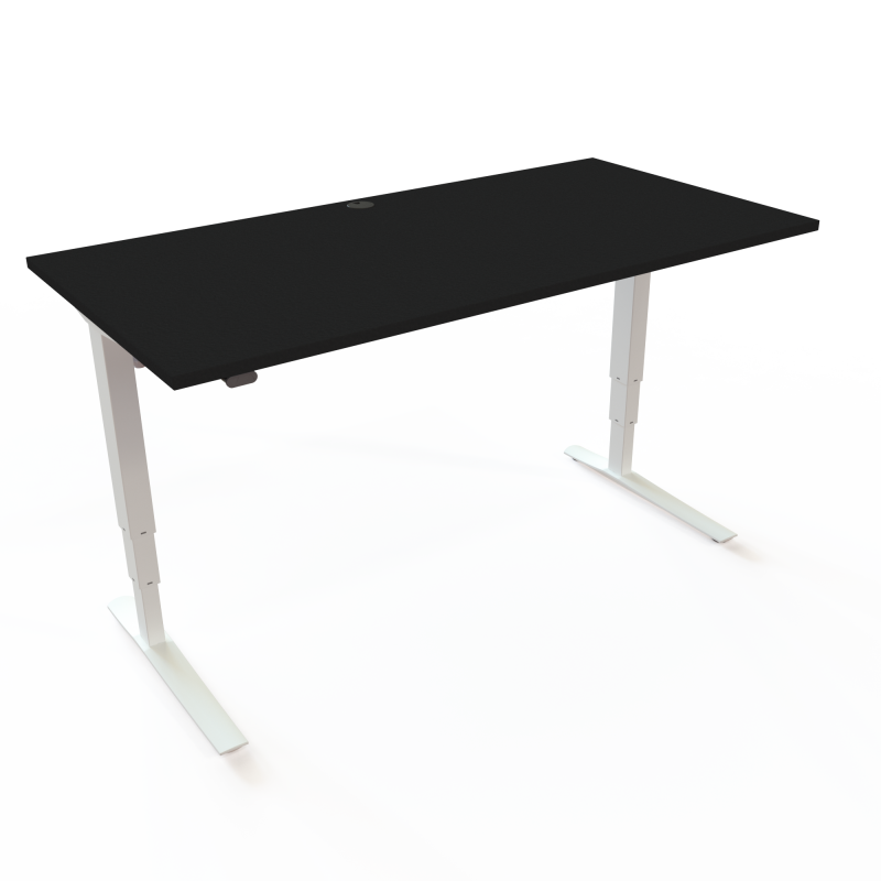 H&aelig;ve-/s&aelig;nkebord | 160x80 cm | Sort  med hvidt stel