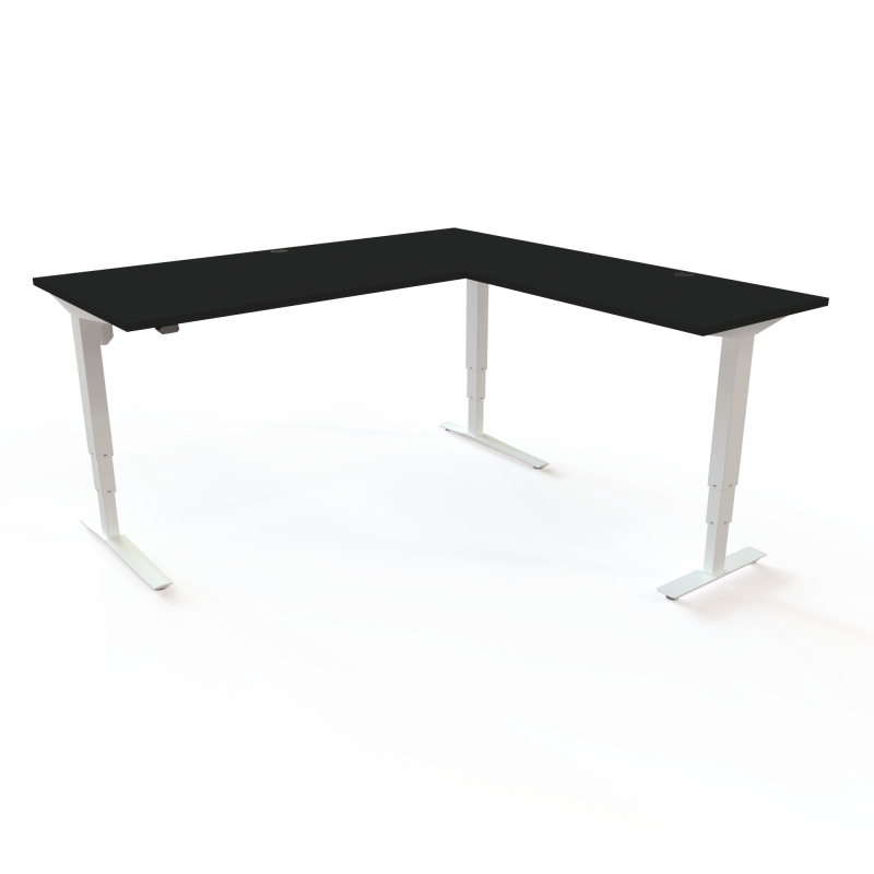 H&aelig;ve-/s&aelig;nkebord | 180x180 cm | Sort  med hvidt stel