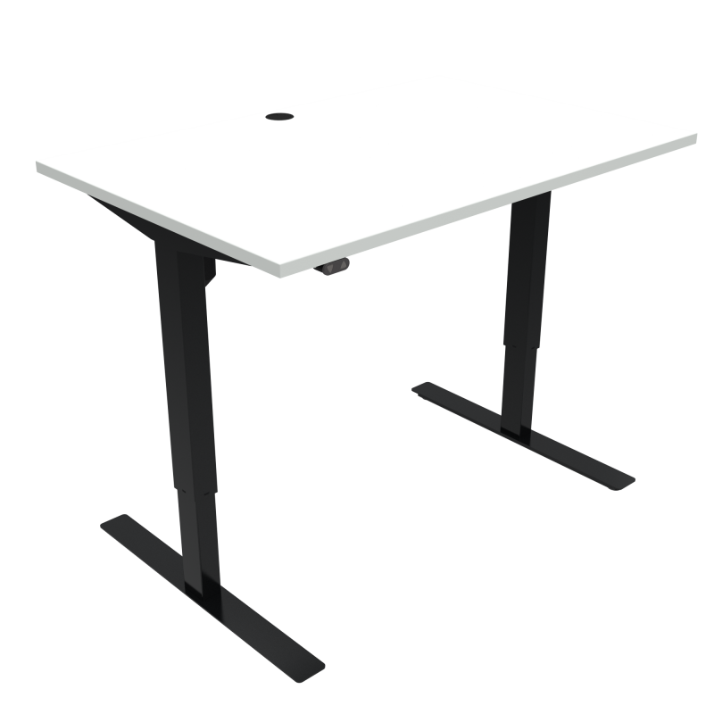 H&aelig;ve-/s&aelig;nkebord | 120x80 cm | Hvid med sort stel
