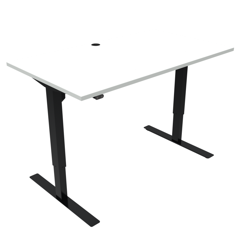 H&aelig;ve-/s&aelig;nkebord | 140x80 cm | Hvid med sort stel