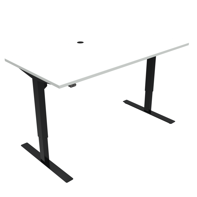 H&aelig;ve-/s&aelig;nkebord | 160x80 cm | Hvid med sort stel