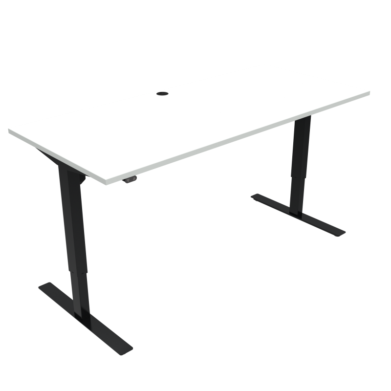 H&aelig;ve-/s&aelig;nkebord | 180x80 cm | Hvid med sort stel