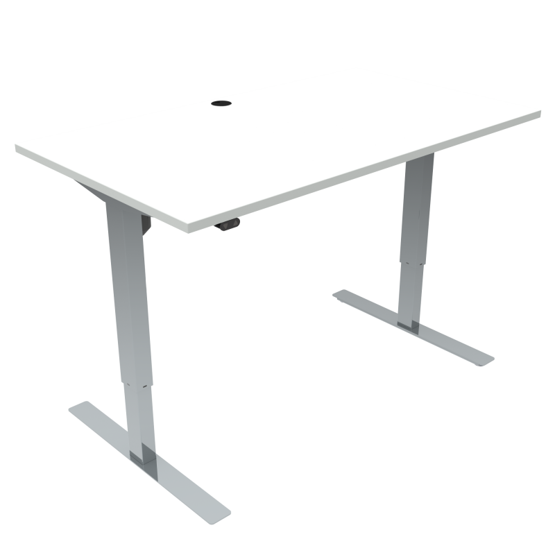 H&aelig;ve-/s&aelig;nkebord | 140x80 cm | Hvid med krom stel