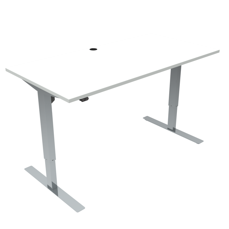H&aelig;ve-/s&aelig;nkebord | 160x80 cm | Hvid med krom stel