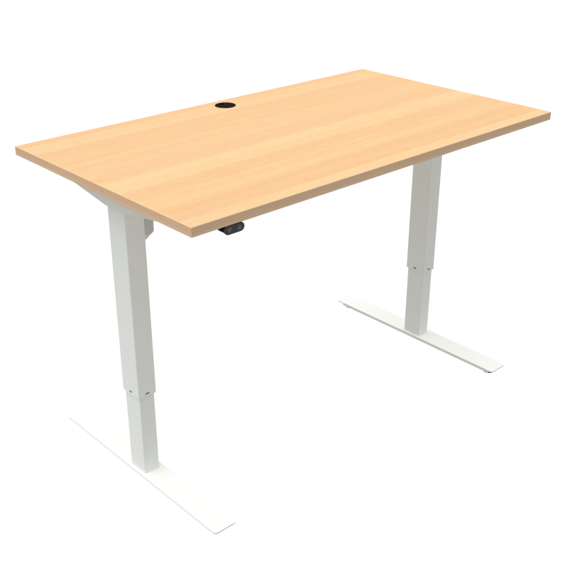 H&aelig;ve-/s&aelig;nkebord | 140x80 cm | B&oslash;g med hvidt stel