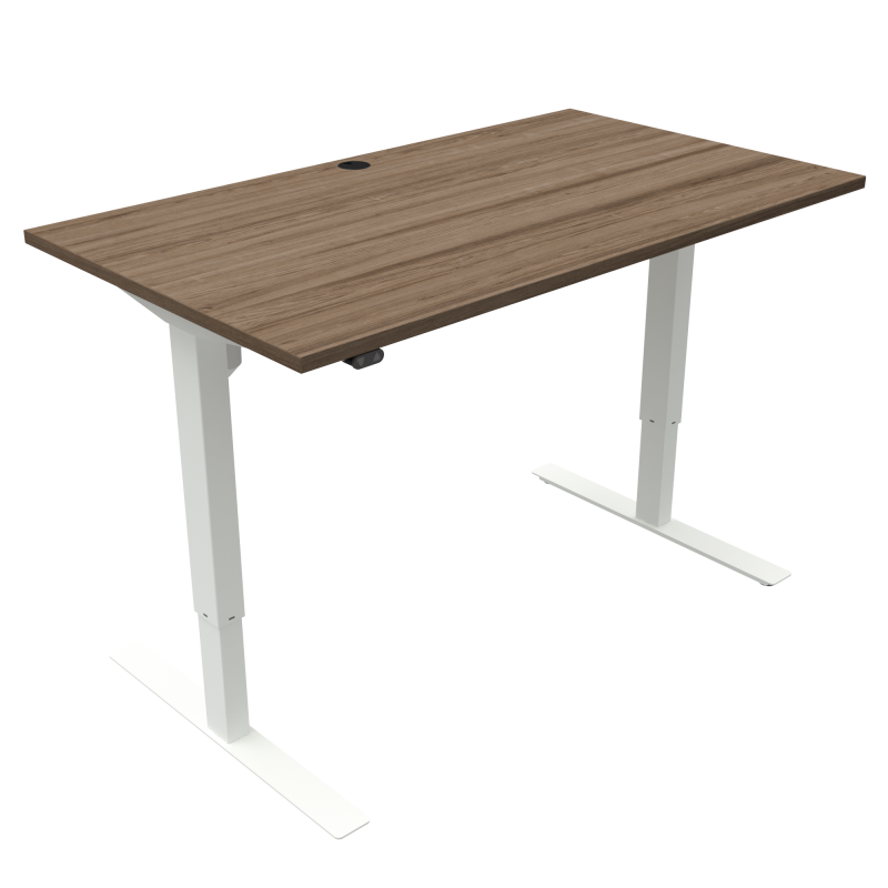 H&aelig;ve-/s&aelig;nkebord | 140x80 cm | Valn&oslash;d med hvidt stel