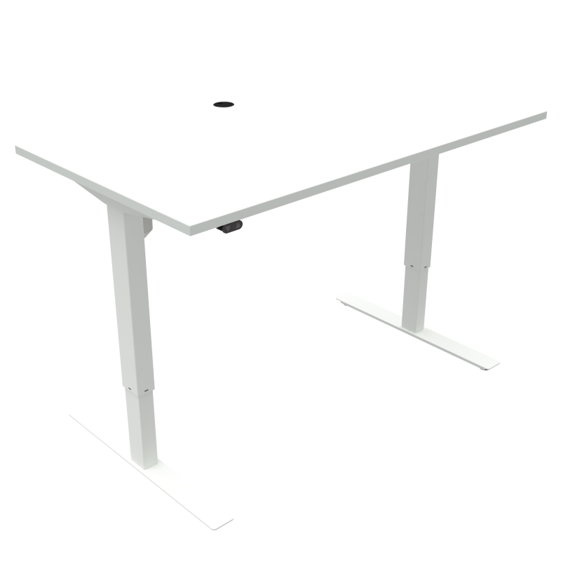 H&aelig;ve-/s&aelig;nkebord | 140x80 cm | Hvid med hvidt stel