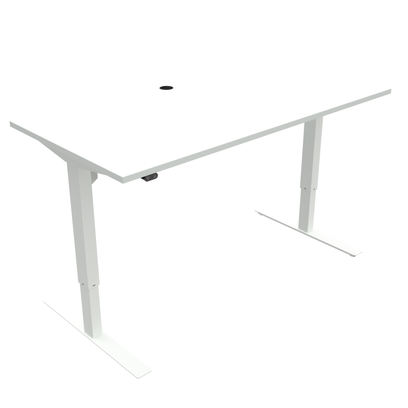 H&aelig;ve-/s&aelig;nkebord | 160x80 cm | Hvid med hvidt stel