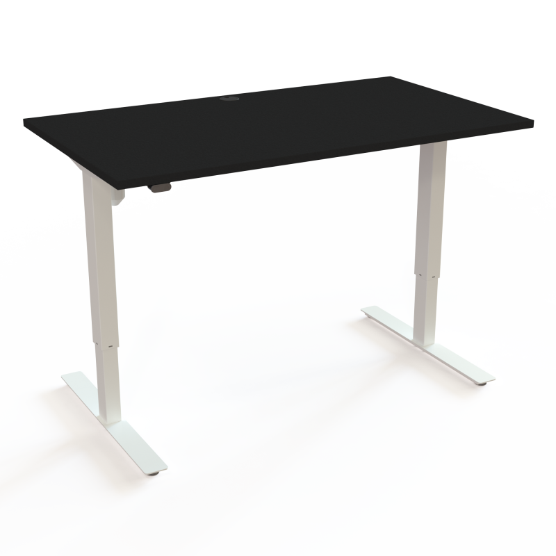 H&aelig;ve-/s&aelig;nkebord | 140x80 cm | Sort  med hvidt stel