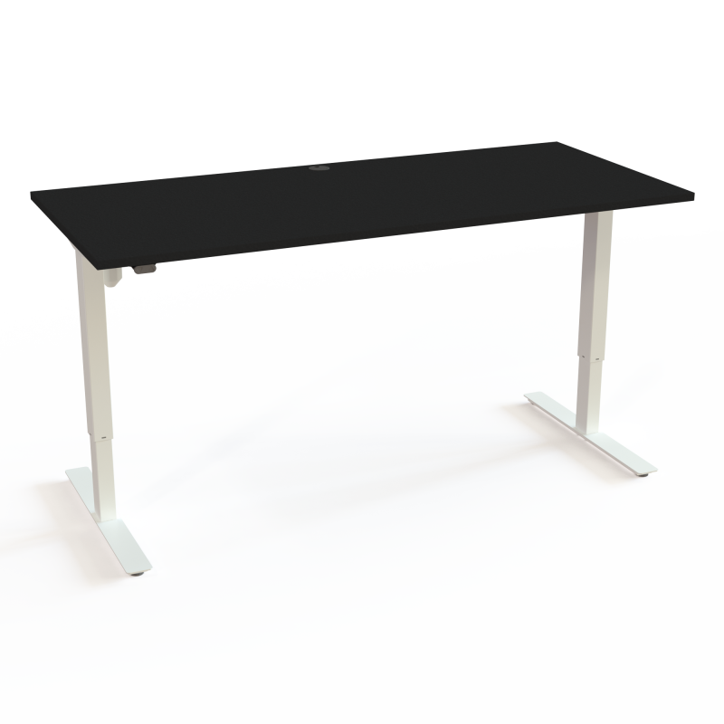 H&aelig;ve-/s&aelig;nkebord | 180x80 cm | Sort  med hvidt stel