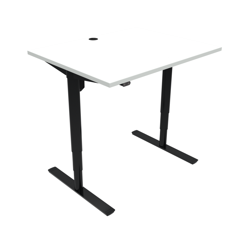 H&aelig;ve-/s&aelig;nkebord | 100x80 cm | Hvid med sort stel