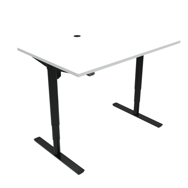 H&aelig;ve-/s&aelig;nkebord | 120x80 cm | Hvid med sort stel
