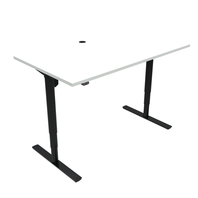 H&aelig;ve-/s&aelig;nkebord | 140x80 cm | Hvid med sort stel