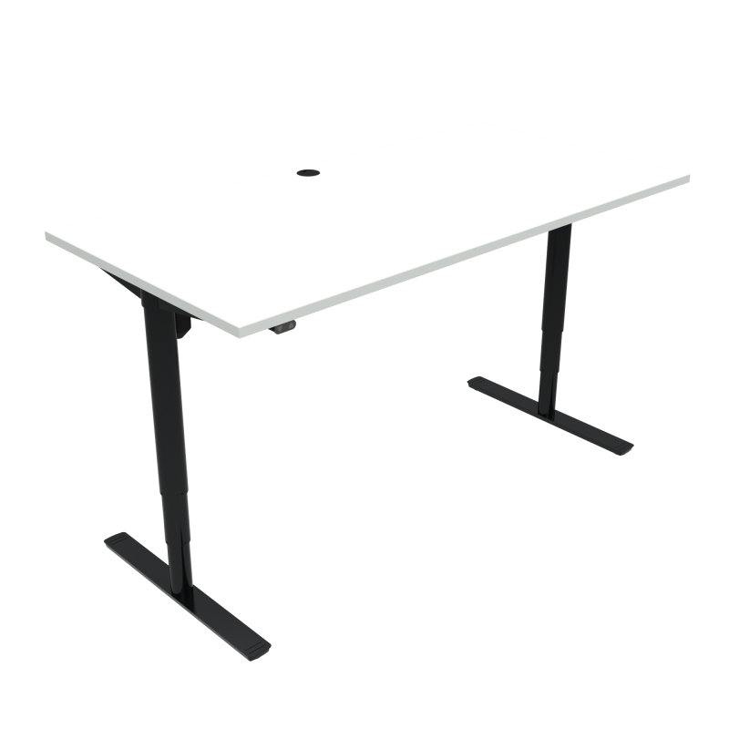 H&aelig;ve-/s&aelig;nkebord | 160x80 cm | Hvid med sort stel