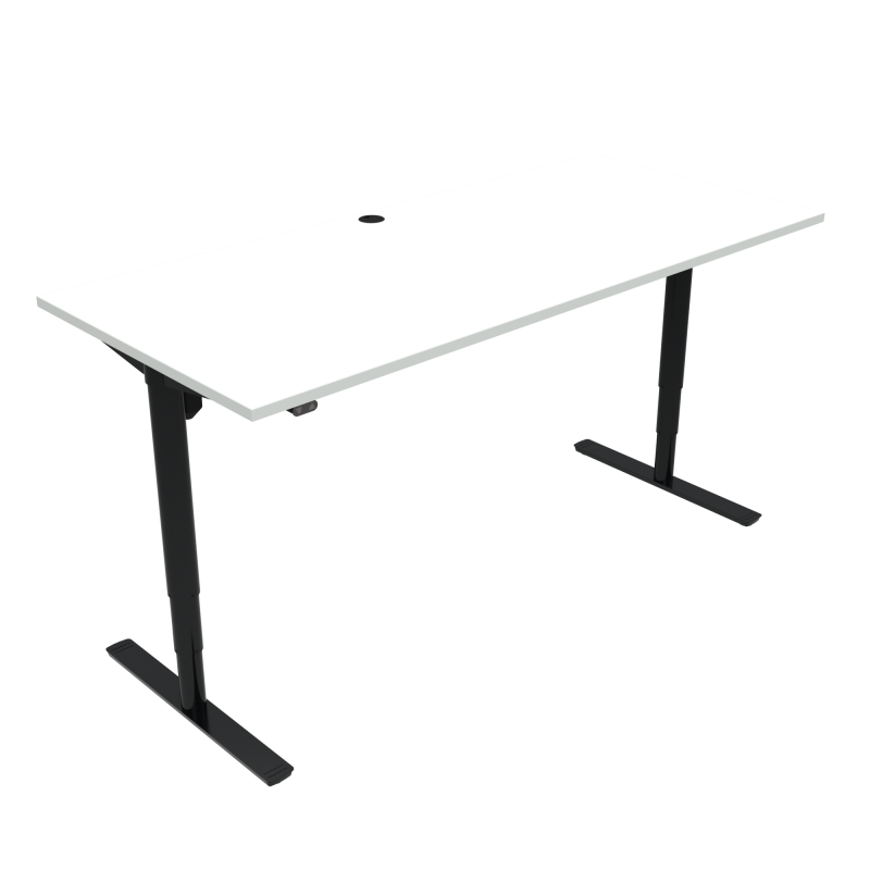 H&aelig;ve-/s&aelig;nkebord | 180x80 cm | Hvid med sort stel