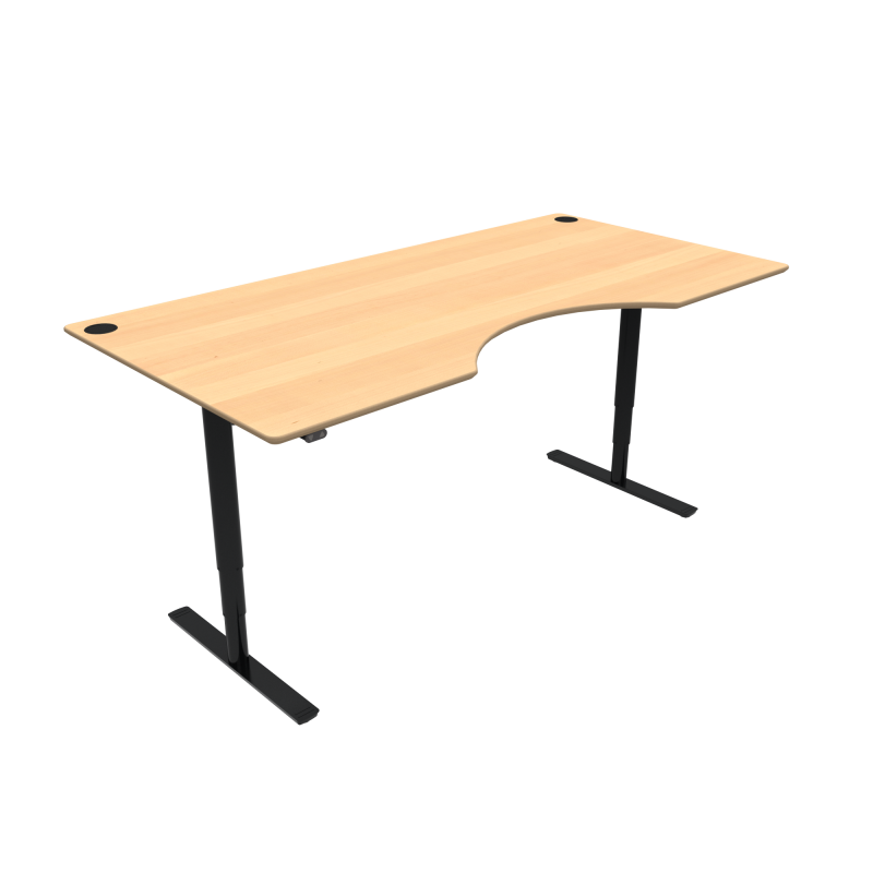 H&aelig;ve-/s&aelig;nkebord | 200x100 cm | B&oslash;g med sort stel