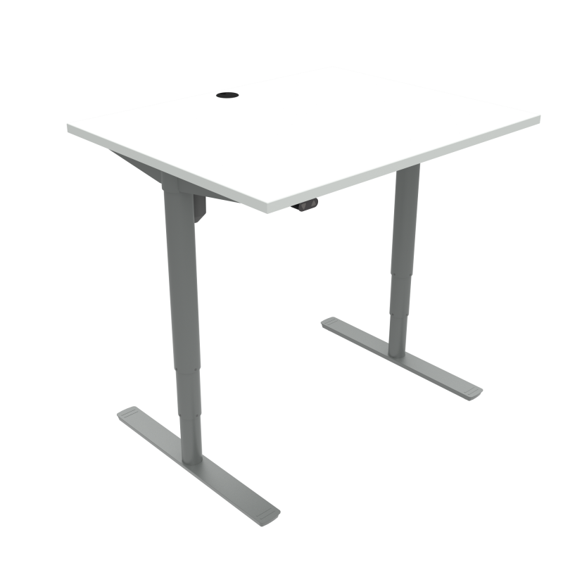 H&aelig;ve-/s&aelig;nkebord | 100x80 cm | Hvid med s&oslash;lv stel