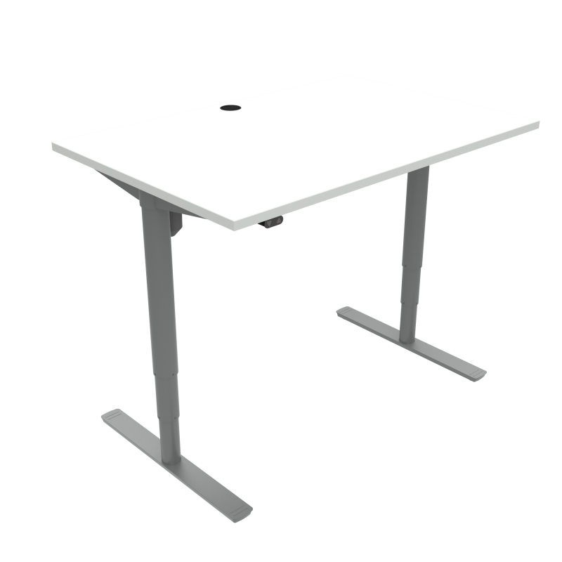 H&aelig;ve-/s&aelig;nkebord | 120x80 cm | Hvid med s&oslash;lv stel