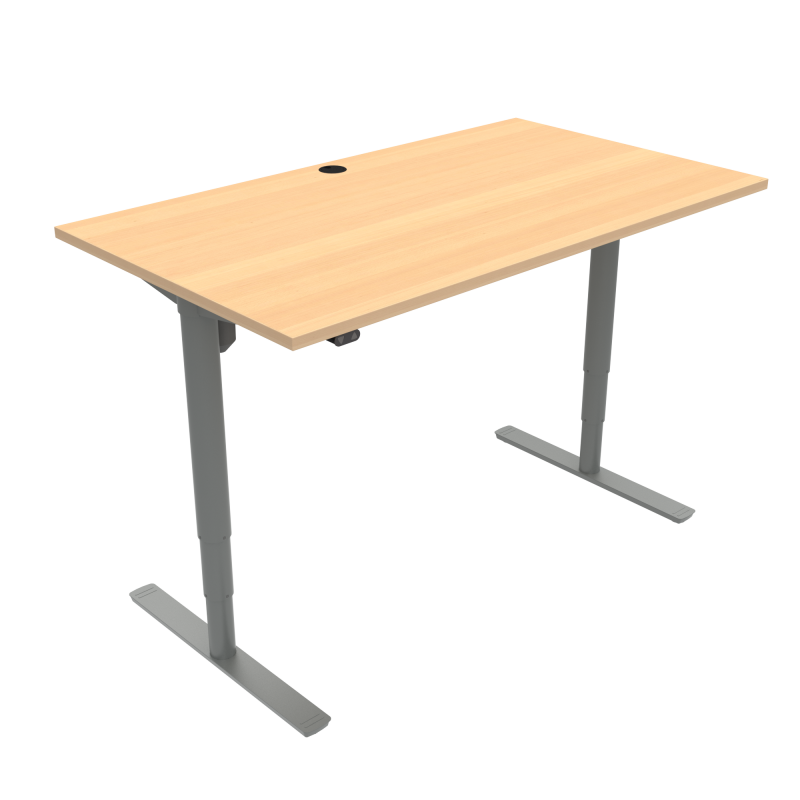 H&aelig;ve-/s&aelig;nkebord | 140x80 cm | B&oslash;g med s&oslash;lv stel