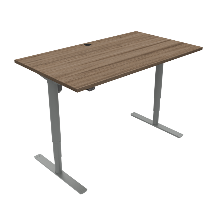 H&aelig;ve-/s&aelig;nkebord | 140x80 cm | Valn&oslash;d med s&oslash;lv stel