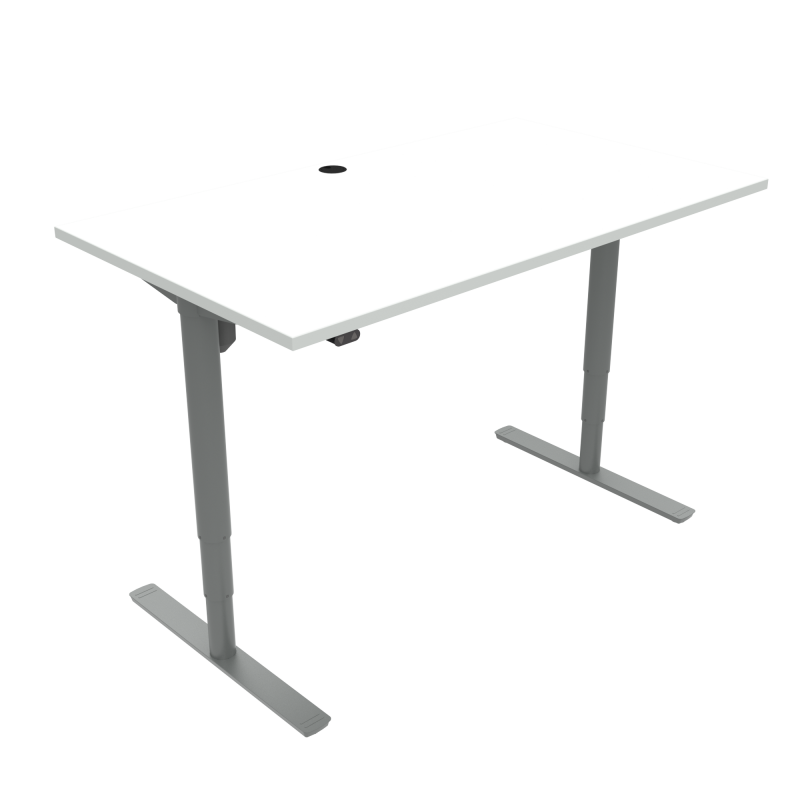 H&aelig;ve-/s&aelig;nkebord | 140x80 cm | Hvid med s&oslash;lv stel