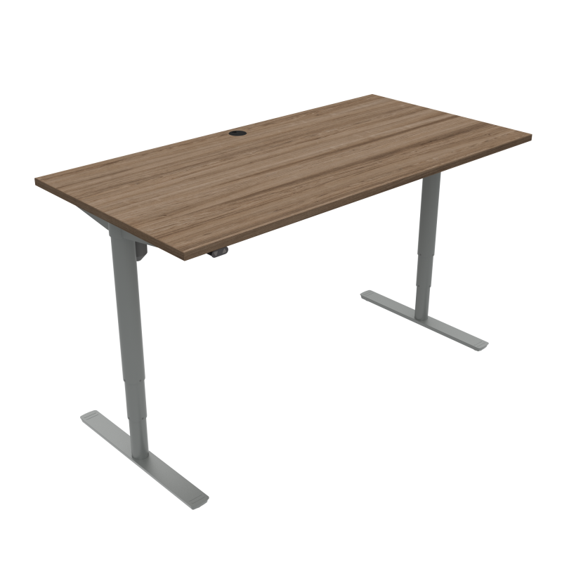 H&aelig;ve-/s&aelig;nkebord | 160x80 cm | Valn&oslash;d med s&oslash;lv stel
