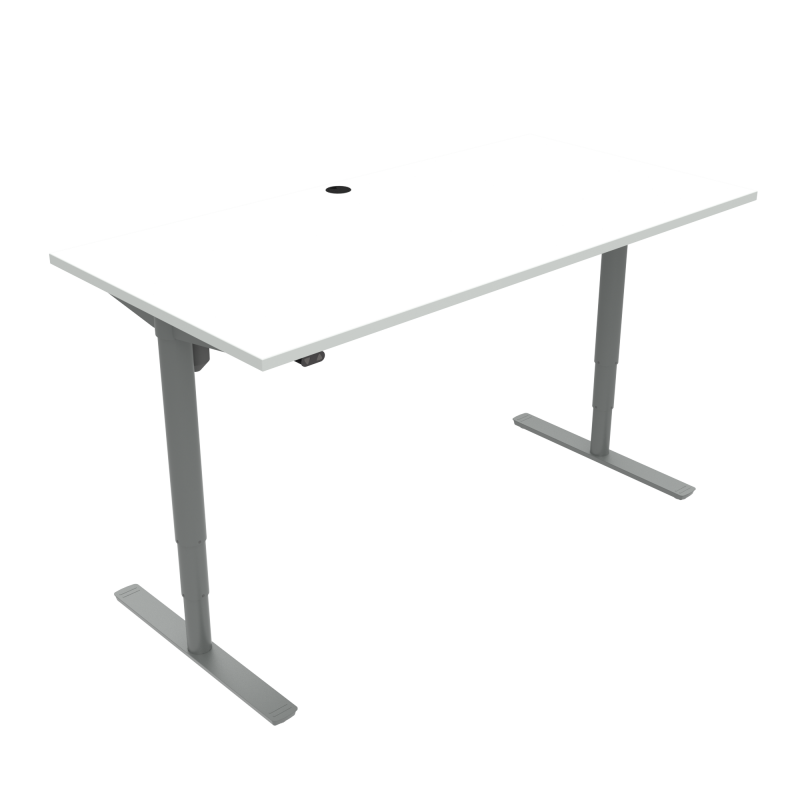 H&aelig;ve-/s&aelig;nkebord | 160x80 cm | Hvid med s&oslash;lv stel
