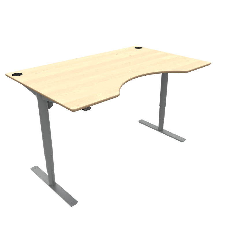 H&aelig;ve-/s&aelig;nkebord | 160x100 cm | Ahorn med s&oslash;lv stel