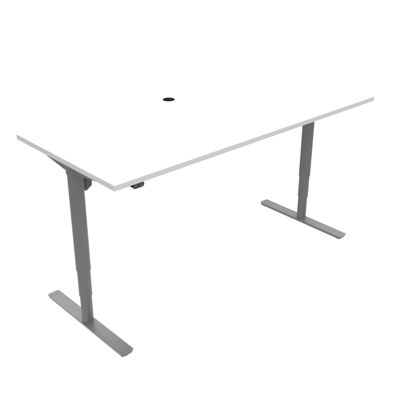 H&aelig;ve-/s&aelig;nkebord | 180x80 cm | Hvid med s&oslash;lv stel
