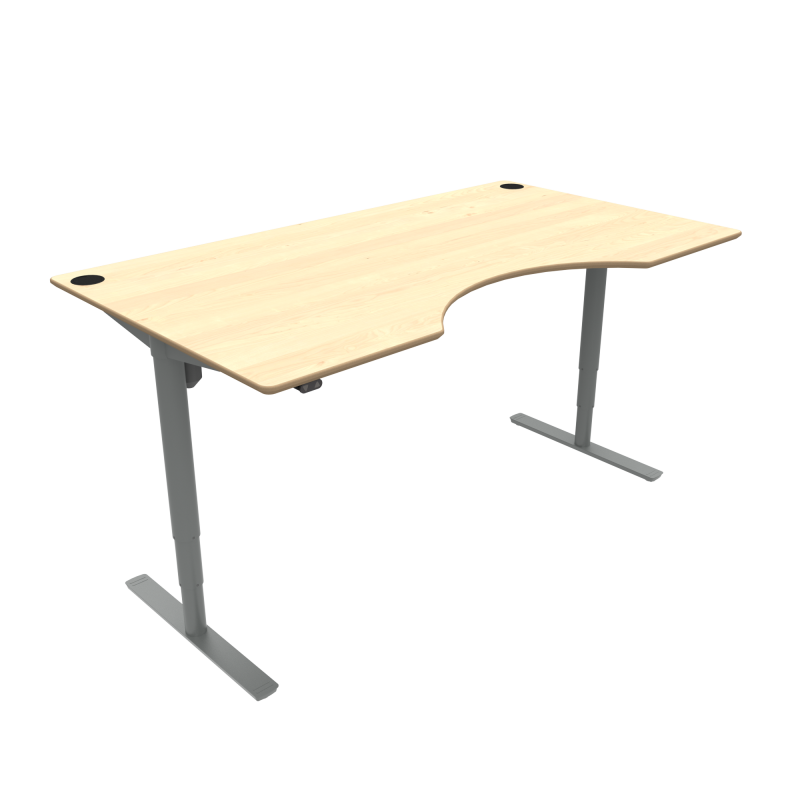H&aelig;ve-/s&aelig;nkebord | 180x100 cm | Ahorn med s&oslash;lv stel