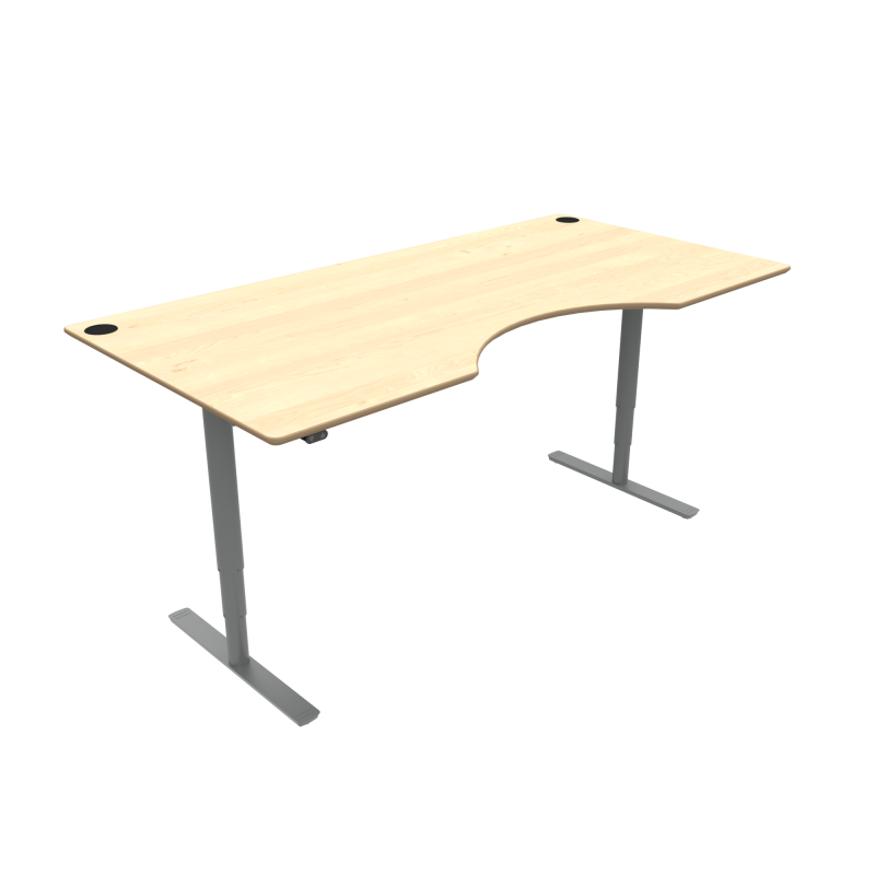 H&aelig;ve-/s&aelig;nkebord | 200x100 cm | Ahorn med s&oslash;lv stel