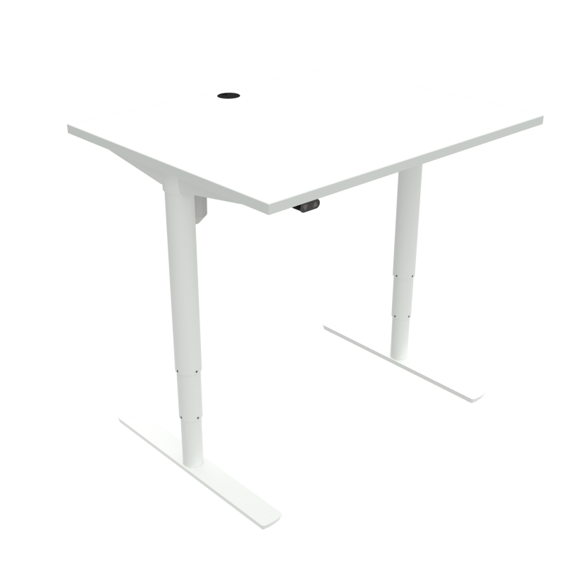 H&aelig;ve-/s&aelig;nkebord | 100x80 cm | Hvid med hvidt stel