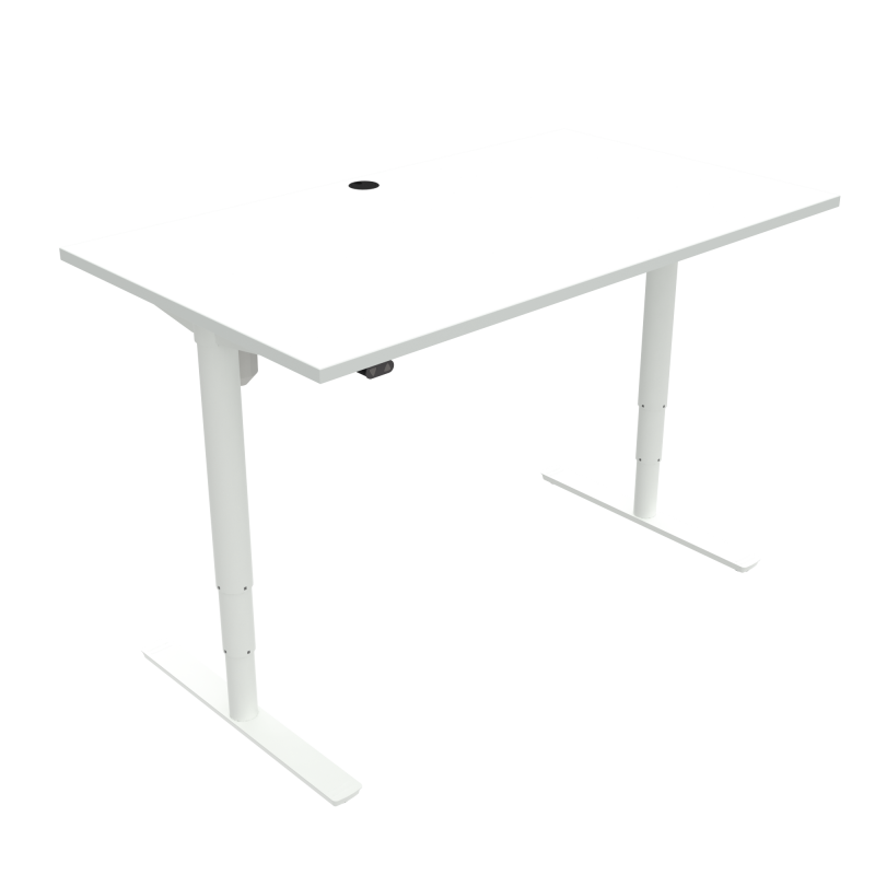 H&aelig;ve-/s&aelig;nkebord | 140x80 cm | Hvid med hvidt stel