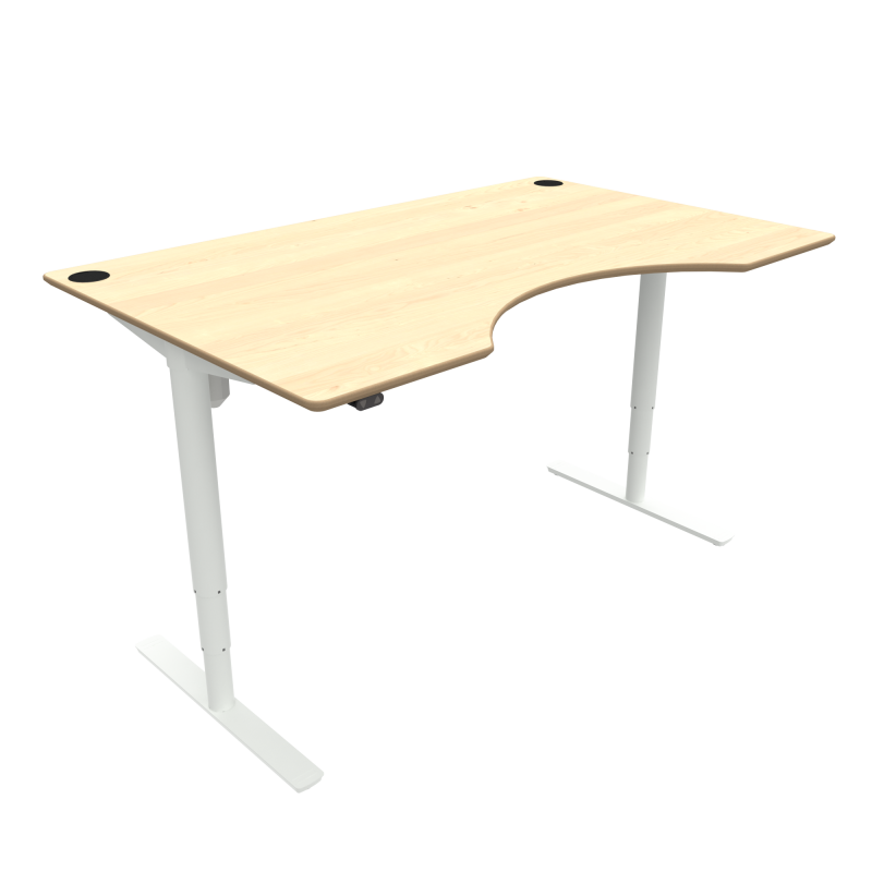 H&aelig;ve-/s&aelig;nkebord | 160x100 cm | Ahorn med hvidt stel