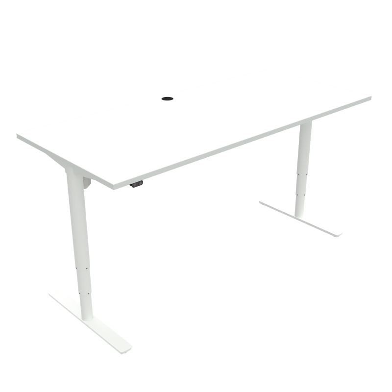 H&aelig;ve-/s&aelig;nkebord | 180x80 cm | Hvid med hvidt stel