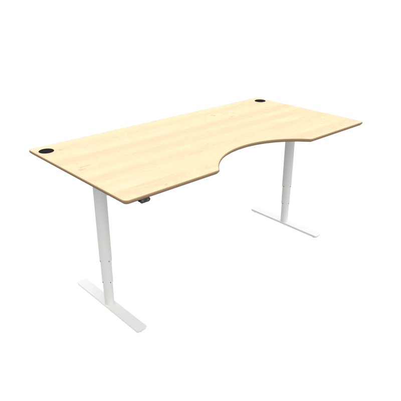 H&aelig;ve-/s&aelig;nkebord | 200x100 cm | Ahorn med hvidt stel