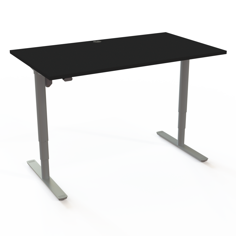 H&aelig;ve-/s&aelig;nkebord | 140x80 cm | Sort  med s&oslash;lv stel