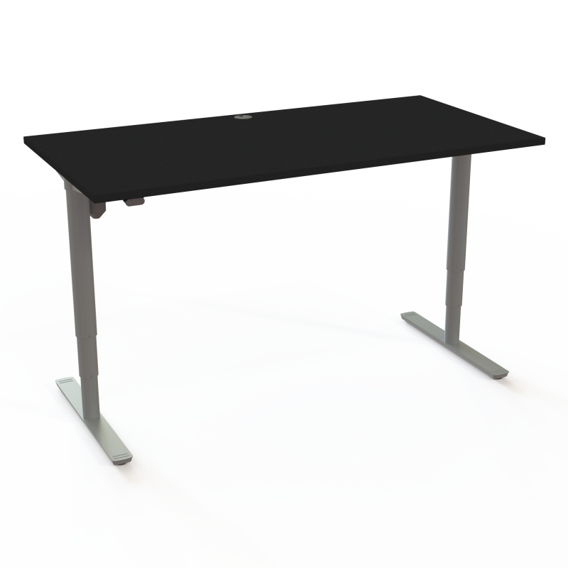 H&aelig;ve-/s&aelig;nkebord | 160x80 cm | Sort  med s&oslash;lv stel