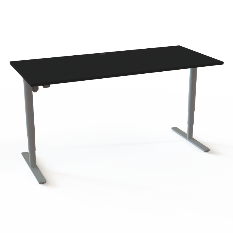 H&aelig;ve-/s&aelig;nkebord | 180x80 cm | Sort  med s&oslash;lv stel