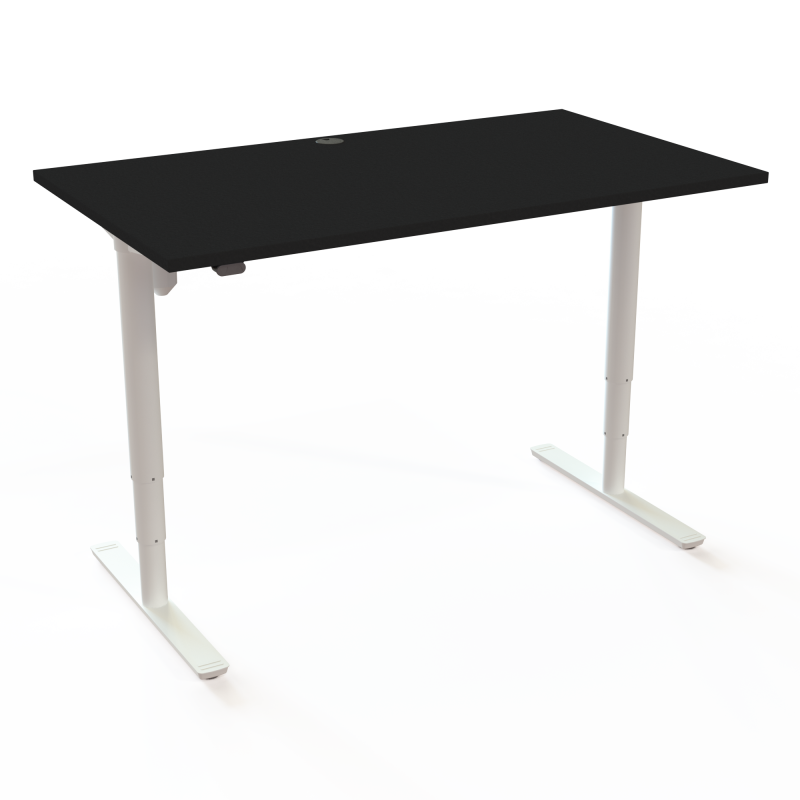 H&aelig;ve-/s&aelig;nkebord | 140x80 cm | Sort  med hvidt stel