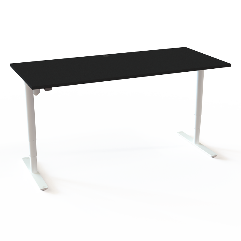 H&aelig;ve-/s&aelig;nkebord | 180x80 cm | Sort  med hvidt stel