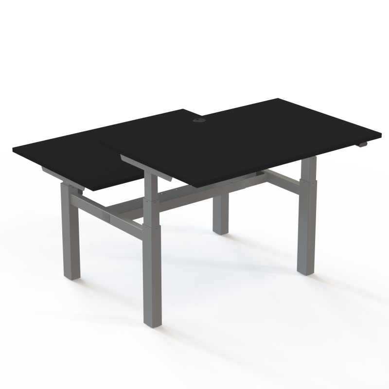 H&aelig;ve-/s&aelig;nkebord | 120x80 cm | Sort  med s&oslash;lv stel