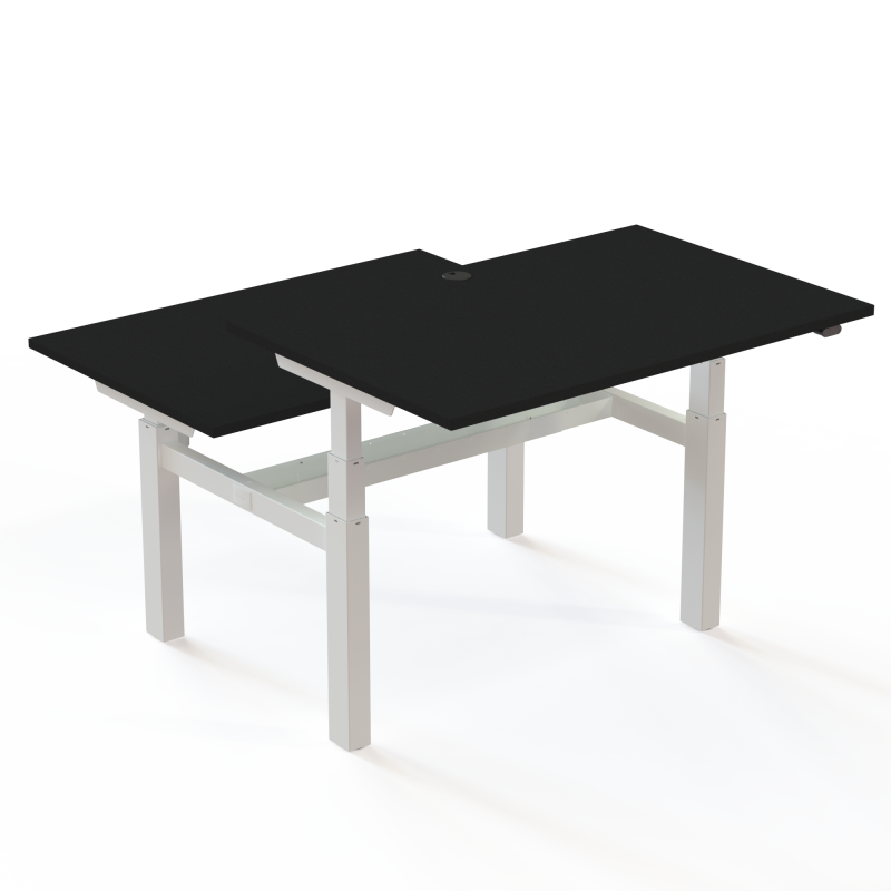 H&aelig;ve-/s&aelig;nkebord | 120x80 cm | Sort  med hvidt stel