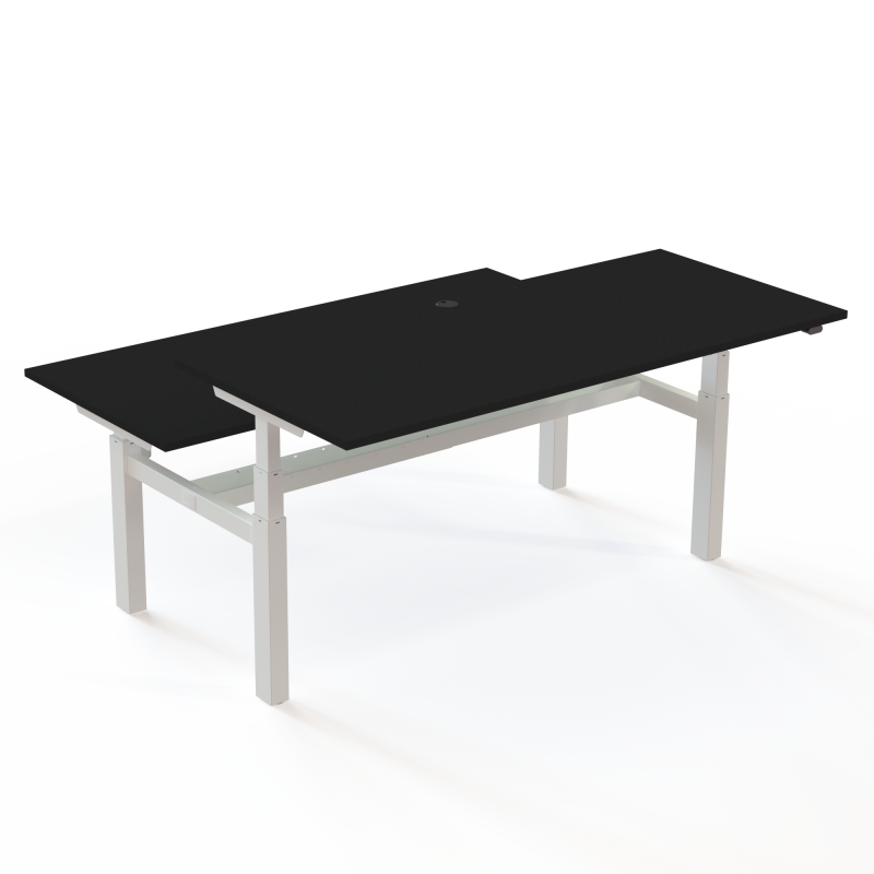 H&aelig;ve-/s&aelig;nkebord | 180x80 cm | Sort  med hvidt stel