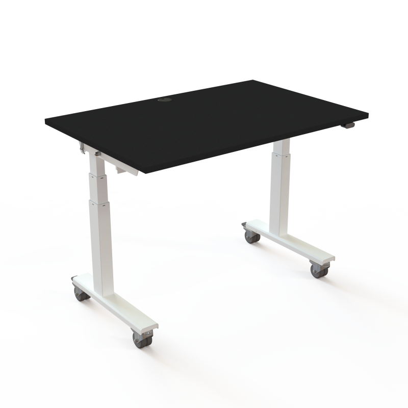 H&aelig;ve-/s&aelig;nkebord | 120x80 cm | Sort  med hvidt stel