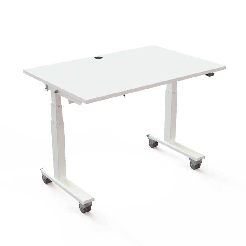 H&aelig;ve-/s&aelig;nkebord | 120x80 cm | Hvid med hvidt stel