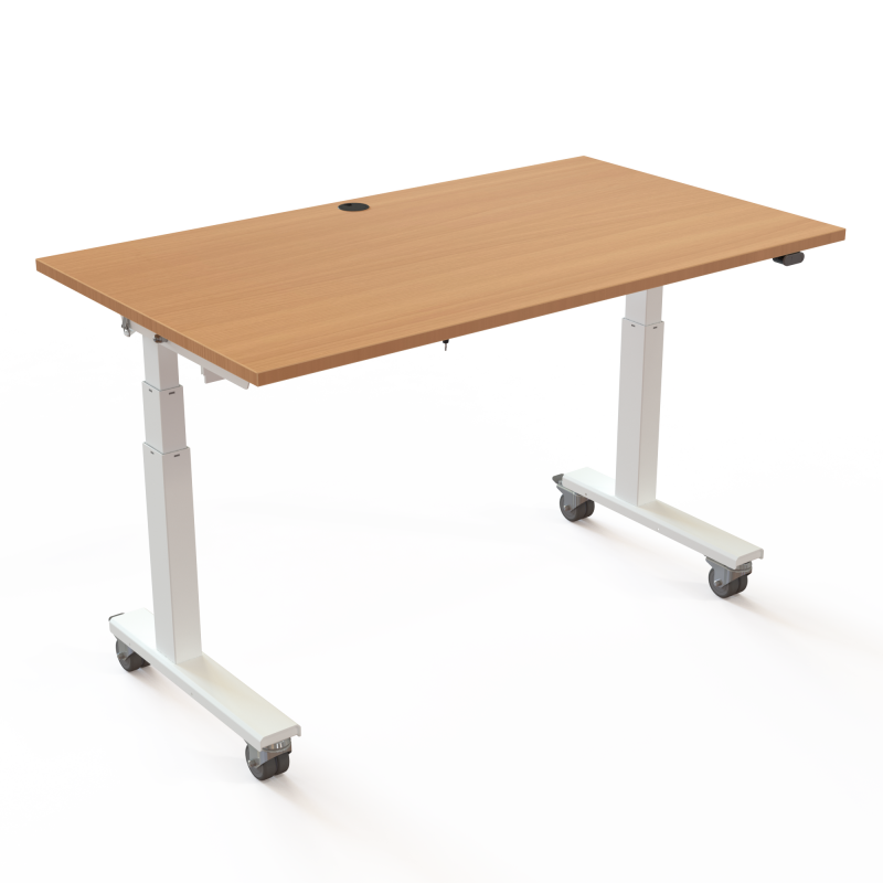 H&aelig;ve-/s&aelig;nkebord | 140x80 cm | B&oslash;g med hvidt stel
